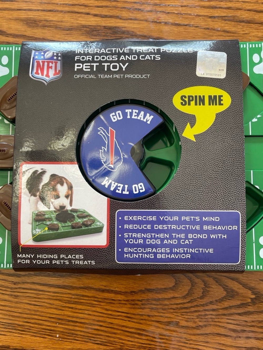 NFL Pet Treat Puzzle Toy - Blue and Green Spin Wheel